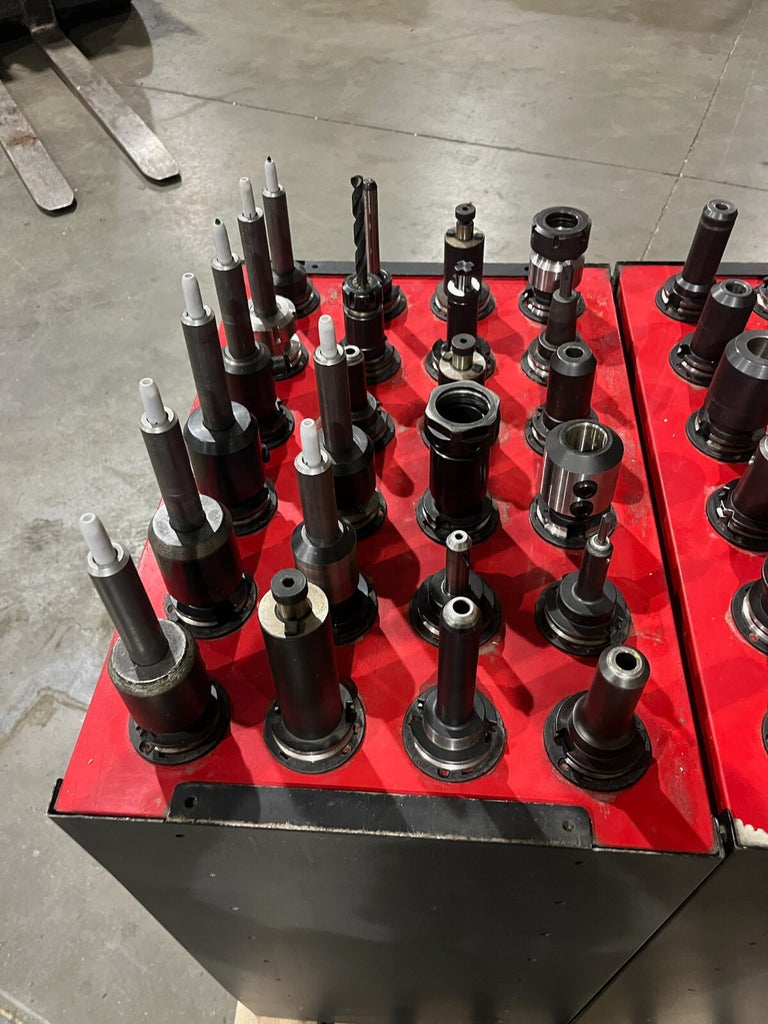 144 Count Cat 40 Taper Tool Holders with pull studs w/2 Huot Tool Towers
