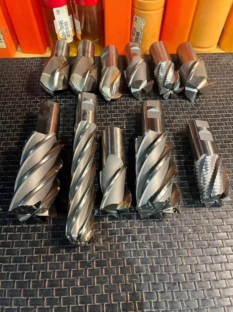 Lot of 11 Large Diameter End Mills- See last pic for sizes