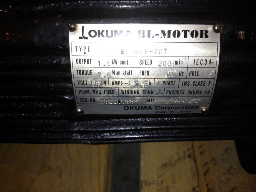 Okuma CNC Lathe Electric Motor BL-80E-20T