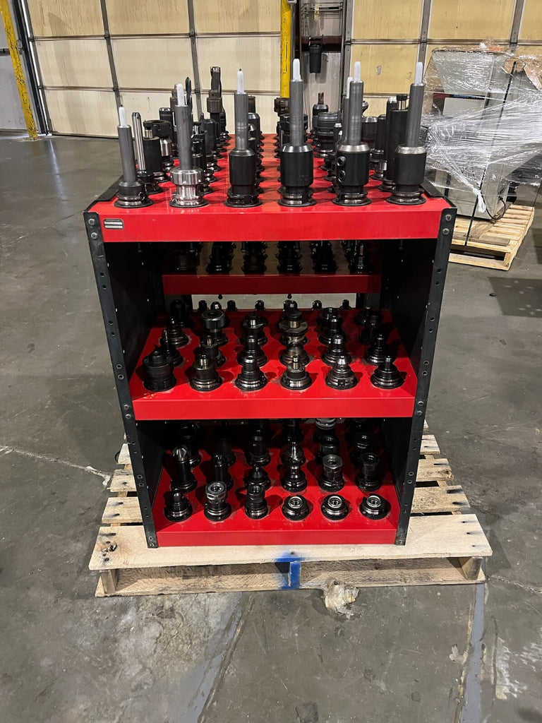 144 Count Cat 40 Taper Tool Holders with pull studs w/2 Huot Tool Towers