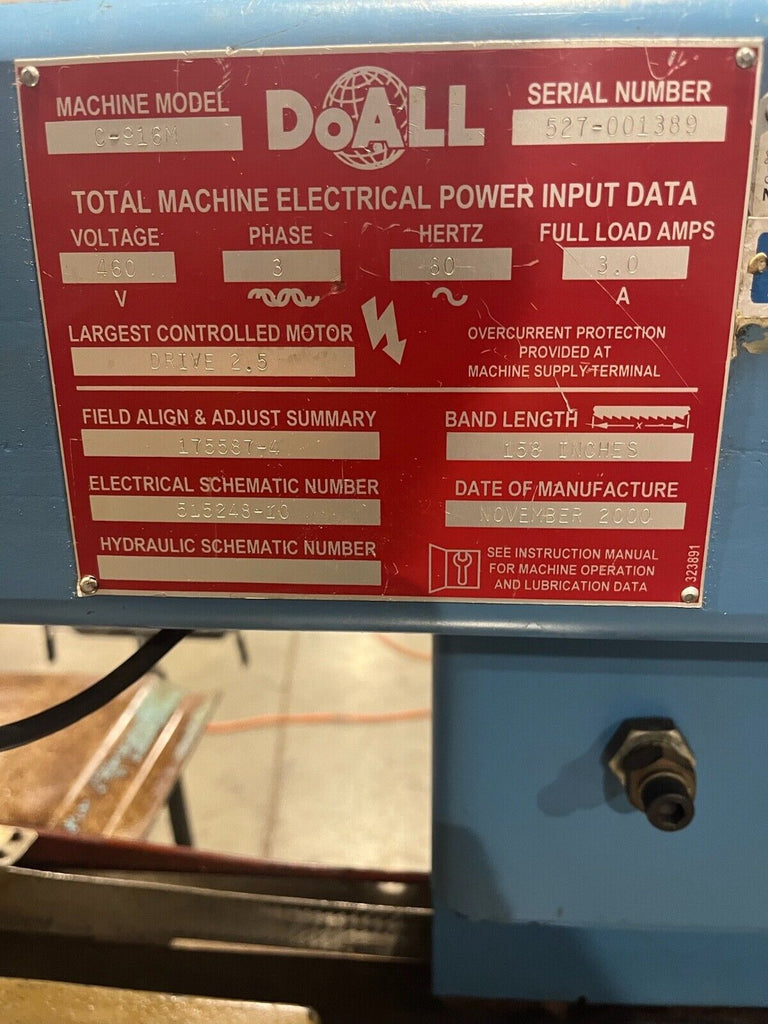 DoAll C-916M Horizontal Band Saw (New in 2000)