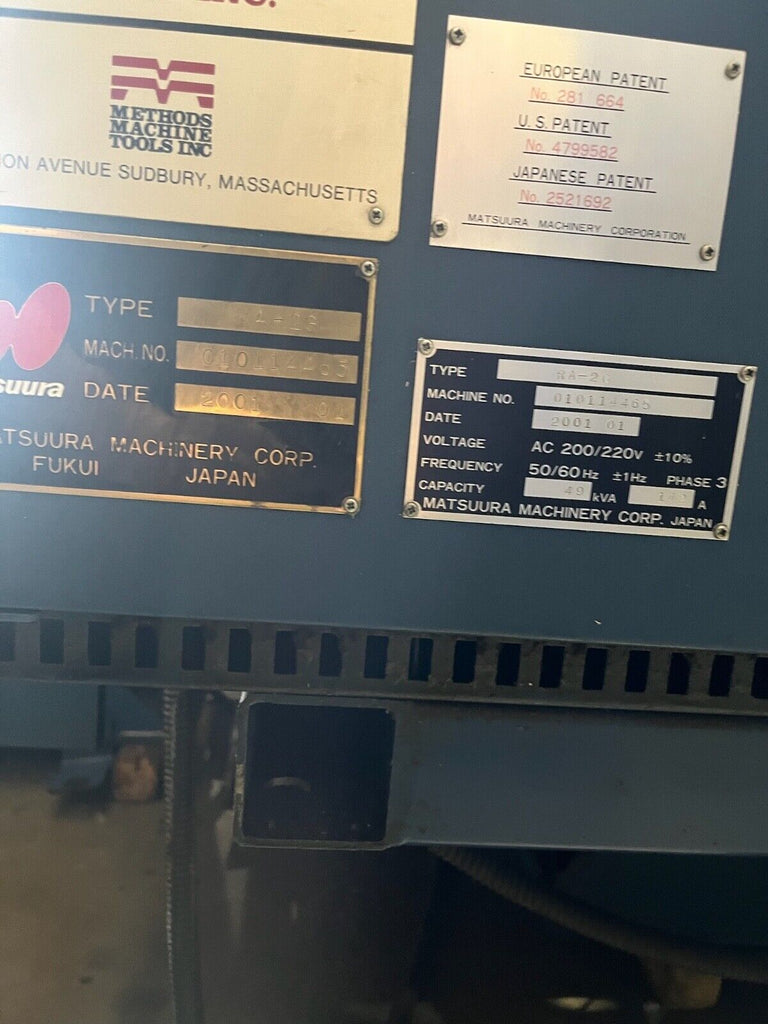 Matsuura RA-2G VMC CNC w/ Pallet Changer Yasnac J300MB Control