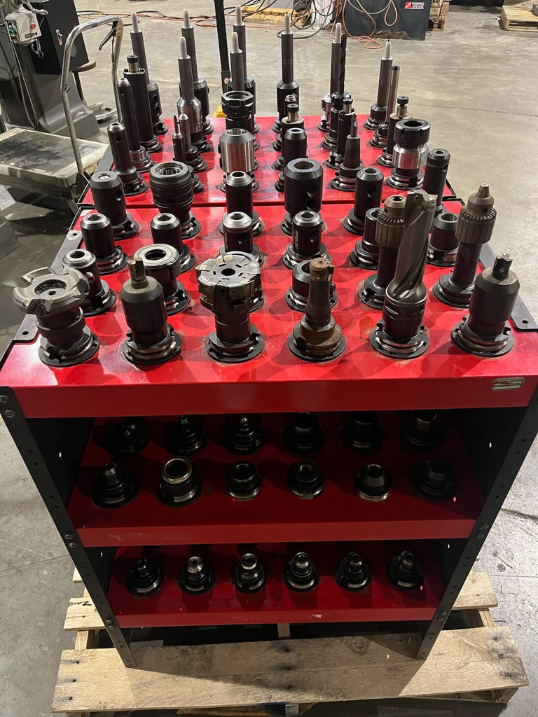 144 Count Cat 40 Taper Tool Holders with pull studs w/2 Huot Tool Towers