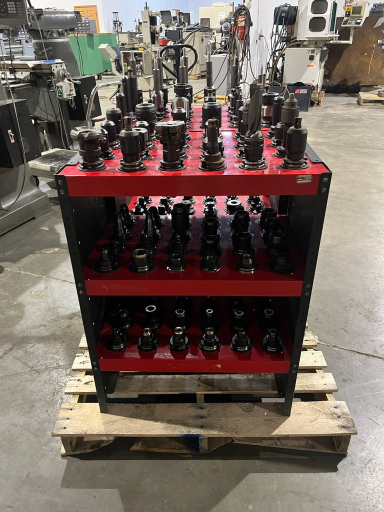 144 Count Cat 40 Taper Tool Holders with pull studs w/2 Huot Tool Towers