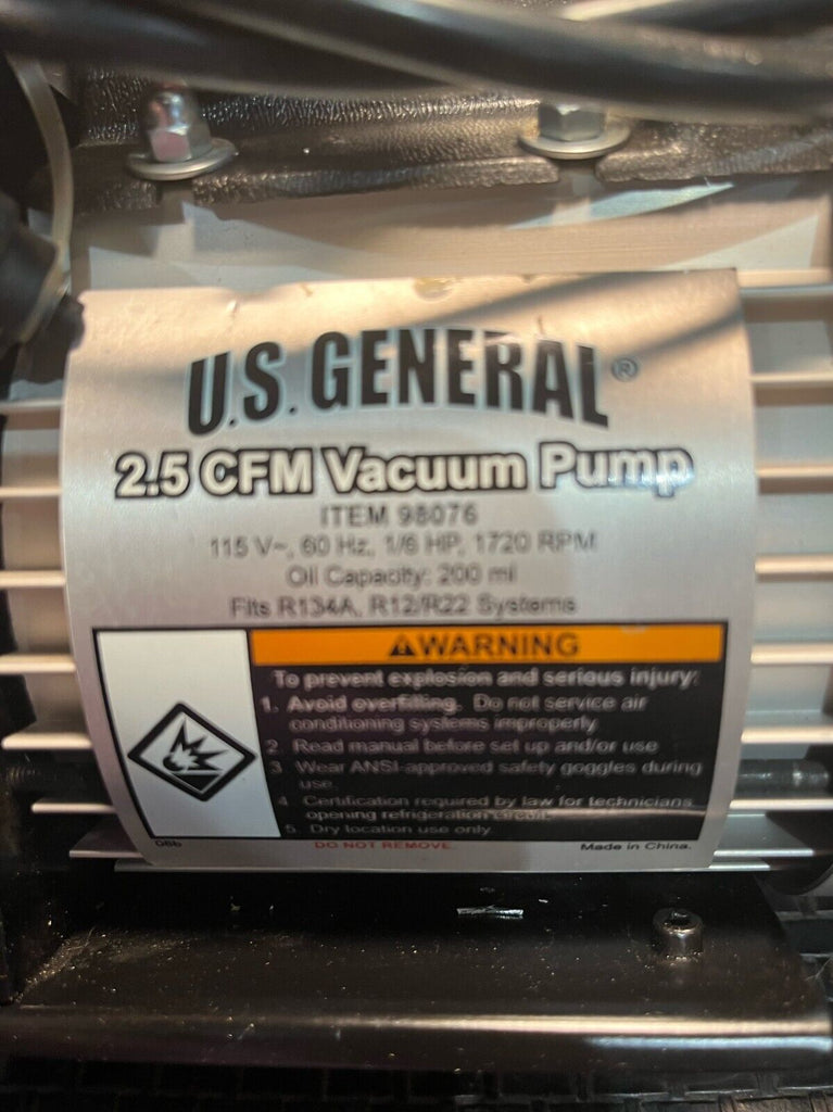 US General 2.5 CEM Vacuum Pump #98076