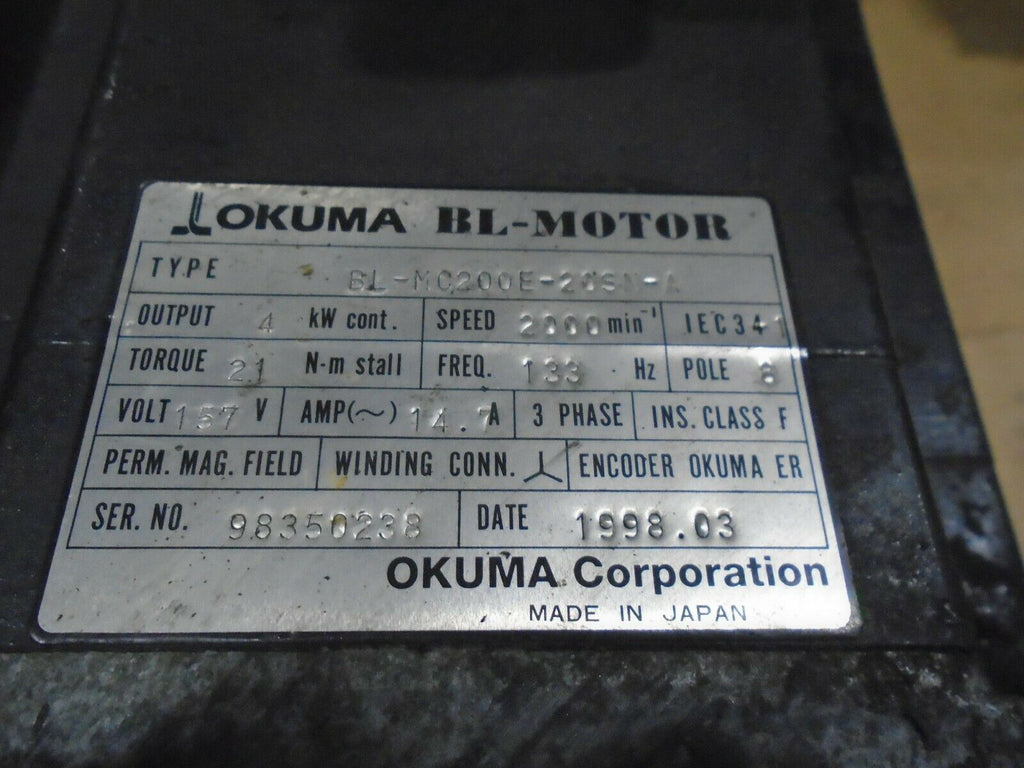 Okuma CNC Servo Motor BL-MC200E-20SN-A