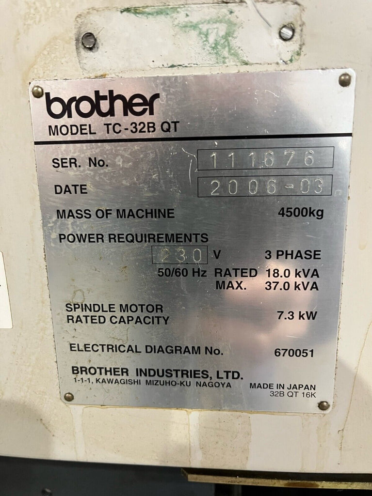 2006 Brother TC-32B QT Vertical Machining Center CNC 16000 RPM  **SEE VIDEO**